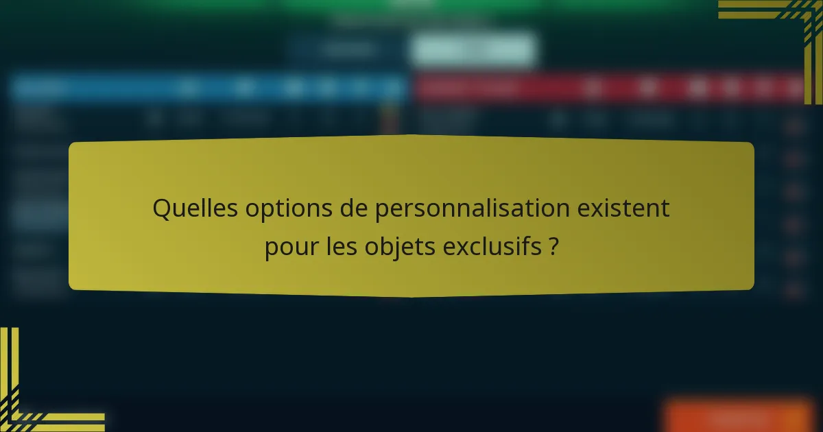 Quelles options de personnalisation existent pour les objets exclusifs ?